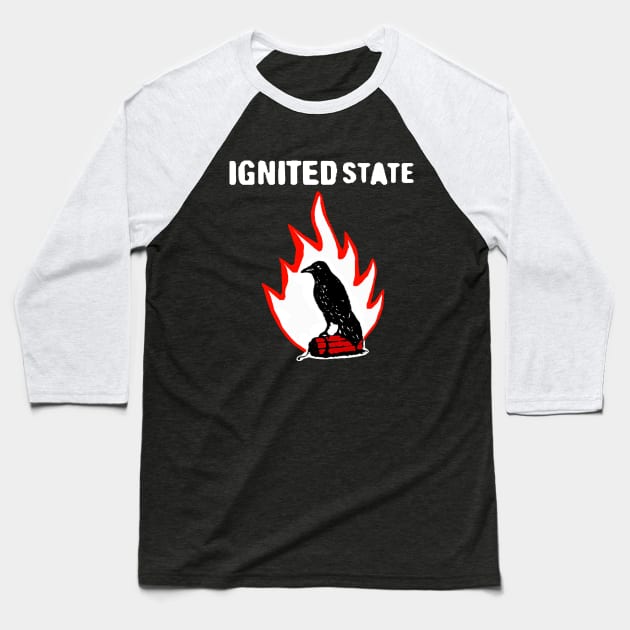 IGNITED STATE FLAME Baseball T-Shirt by IGNITEDSTATE